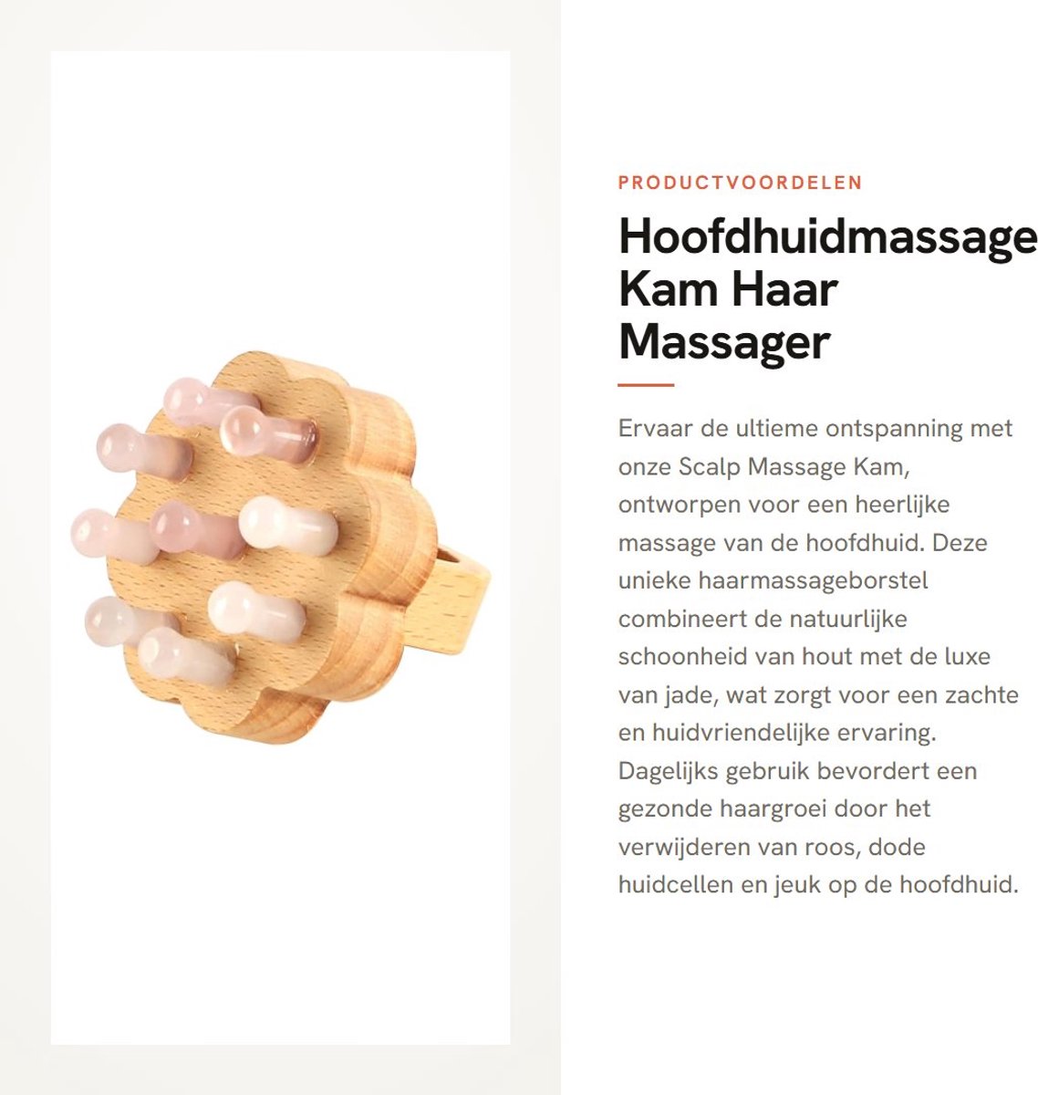 Dailygoods - Hoofdhuidmassage Kam - Haar Massager - Natuurlijke jade - Roze - Hoofdhuidverzorging - Geschikt voor alle haartypes - 5,8 x 1,5 cm