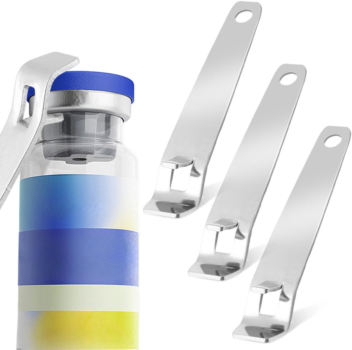 Dailygoods- Flesopener - Multifunctionele Bierfles Starter - Mini Flesopener - Ergonomisch Ontwerp - Roestvrij Staal - Voor Injectieflacons - Blikopener