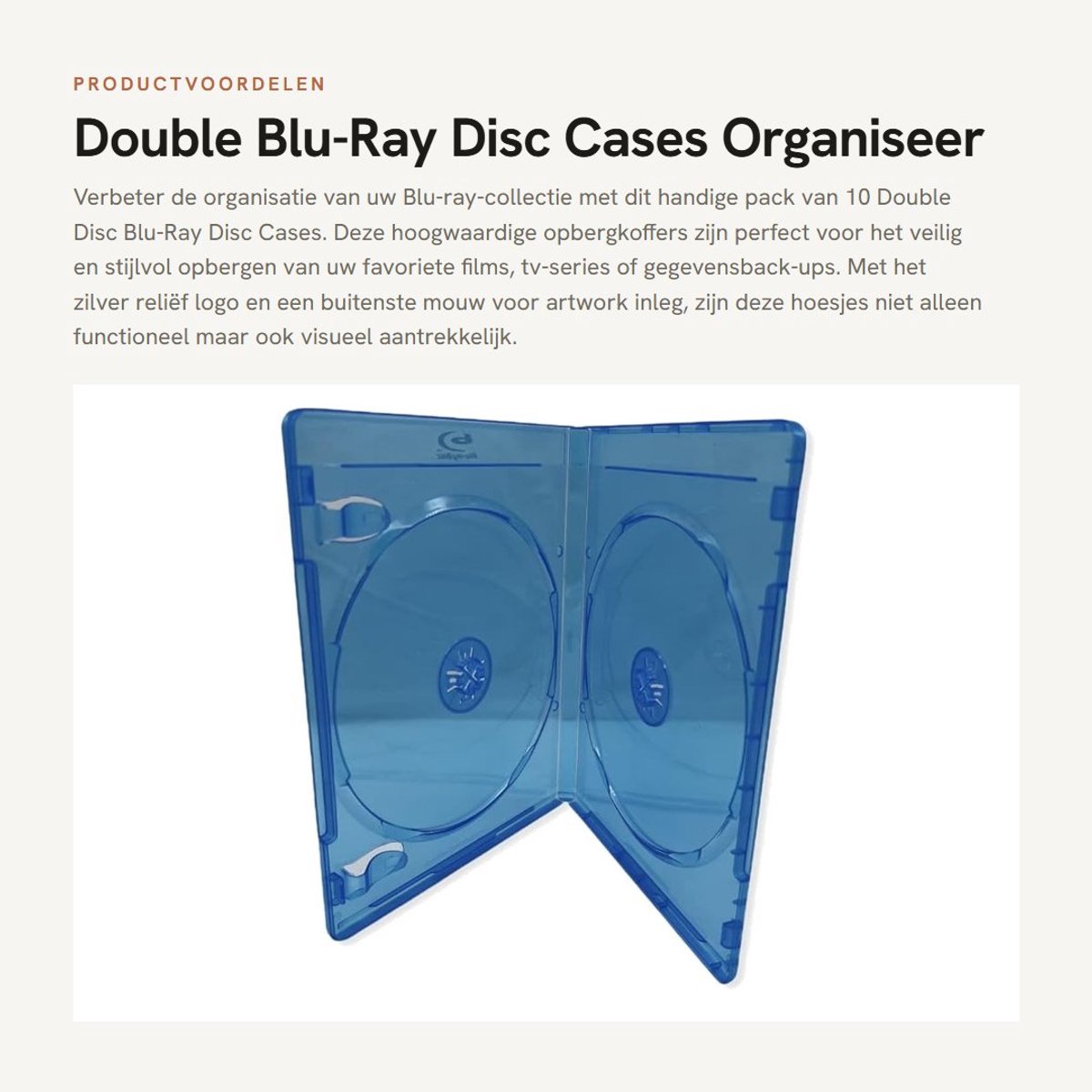 Dailygoods - Double Blu-Ray Disc Cases - Organiseer je films - Zilver reliëf logo - 11mm rug - Bescherming voor schijven - Geschikt voor Blu-ray films...