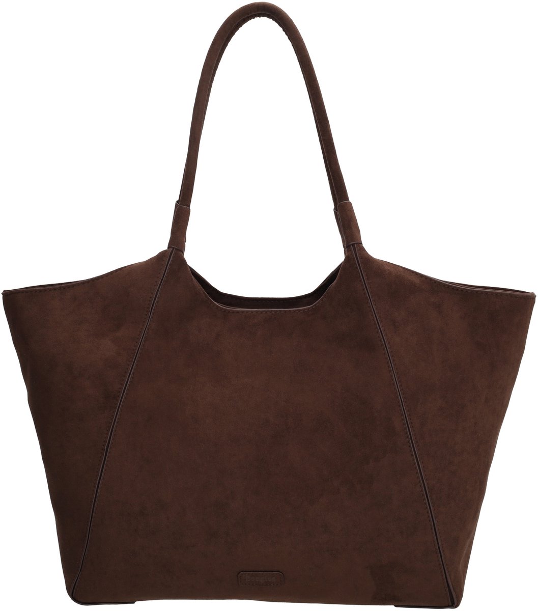 Beagles Ozu Shopper - Schoudertas - Damestas - Shopper - Ritssluiting - Ruim - Everyday - Faux Suede - Tote Bag - Dames Tas - Donkerbruin