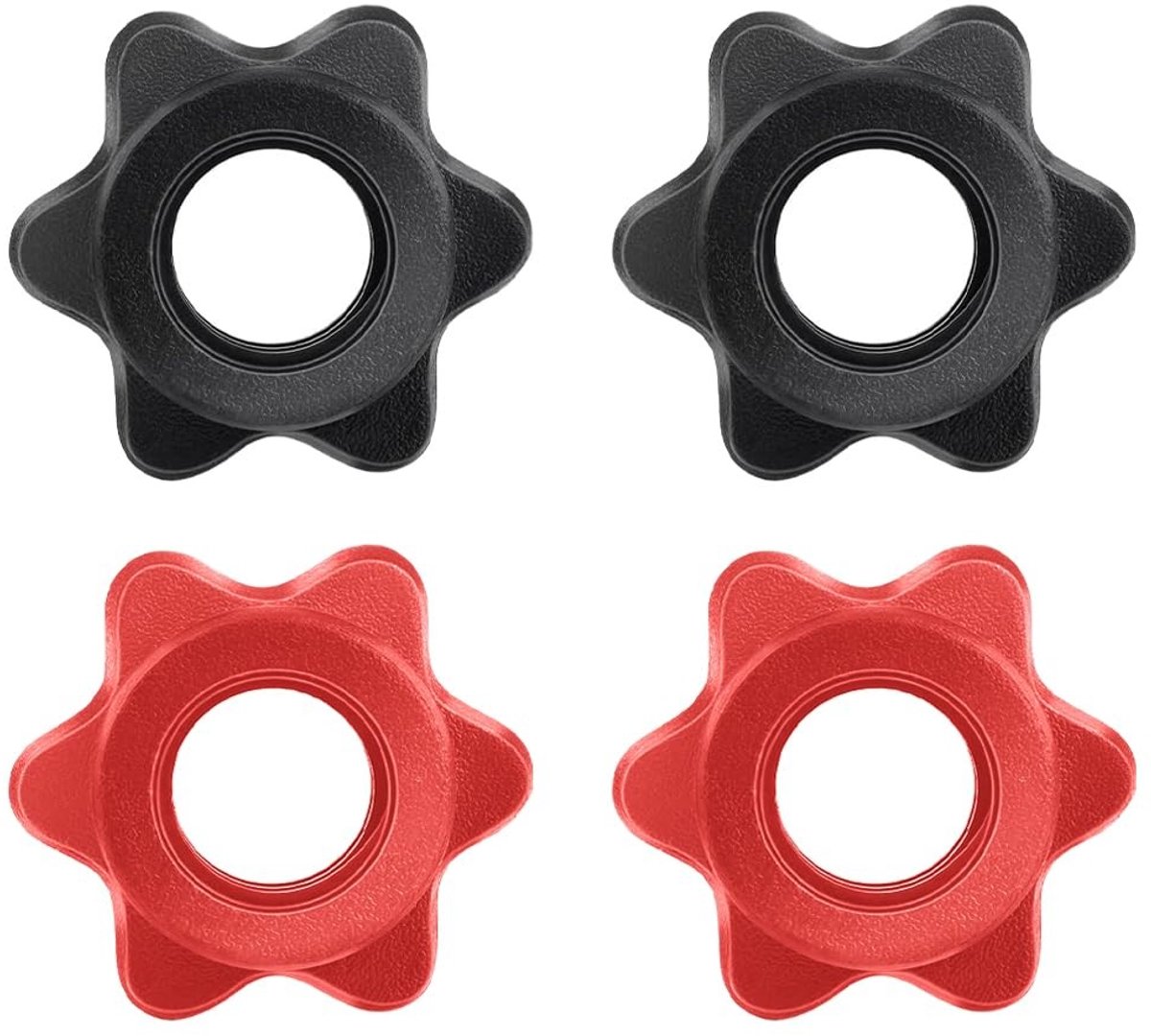 Dailygoods- Halterclips Antislip - Zeskantige Haltermoeren - Kunststof - 4 Stuks - Zwart/Rood - Duurzaam en Schokbestendig - Halterklemmen