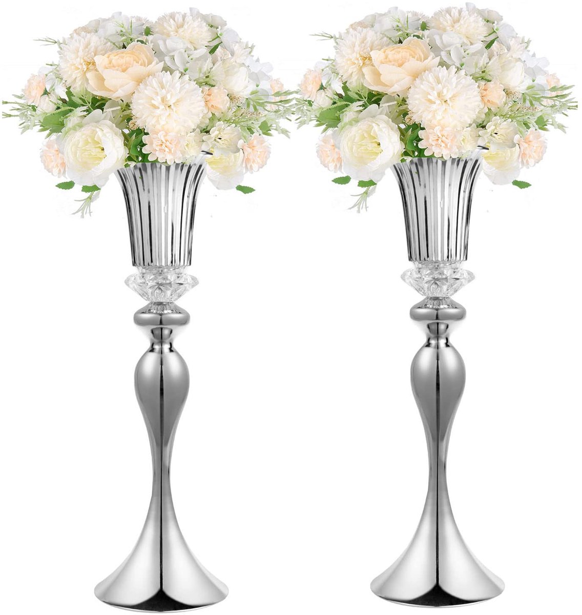 Vaas, 55,9 cm bruiloft ontvangst centerpiece, set van 2 stuks, met kristalkraal voor huisdecoratie