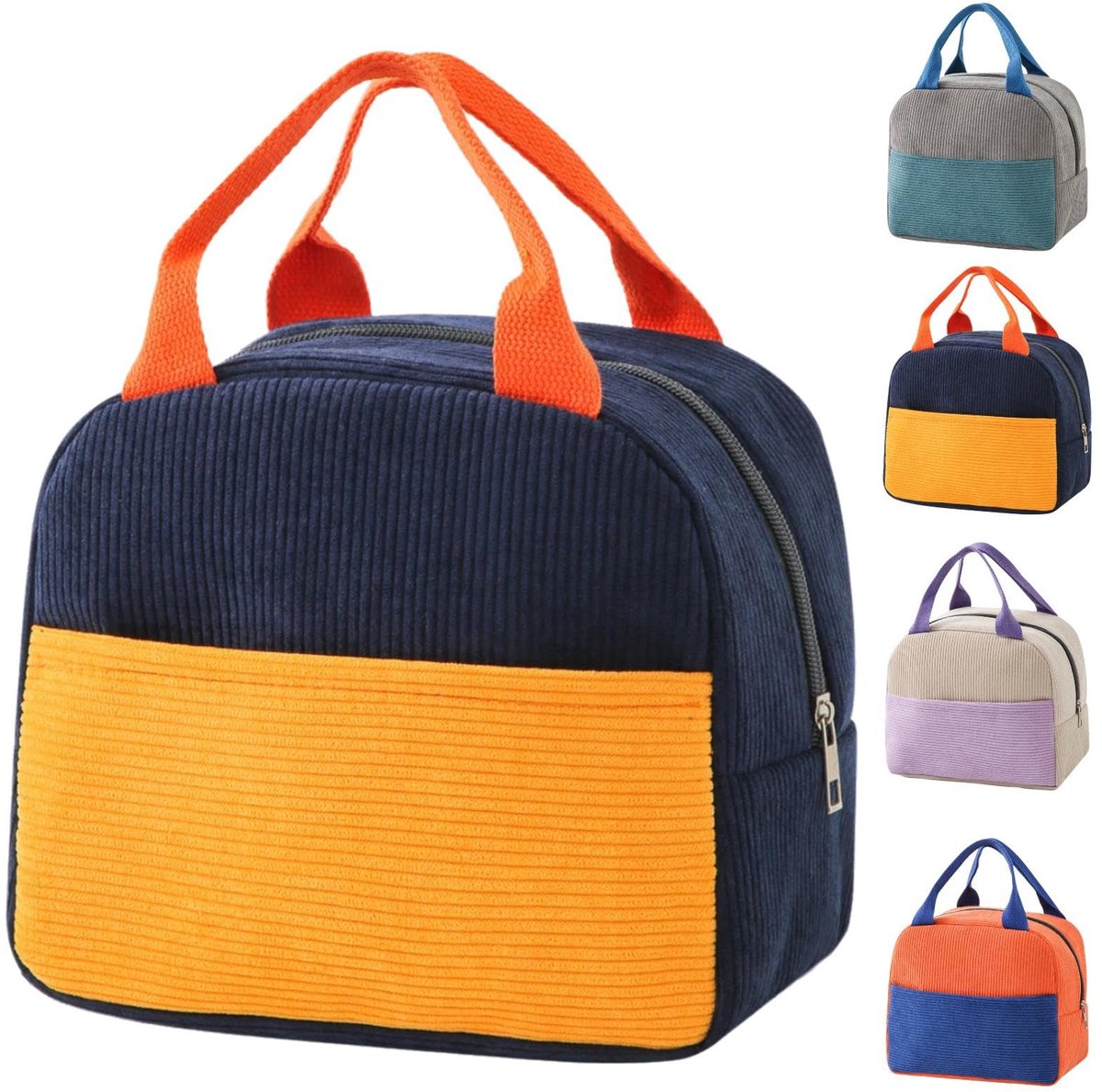 Lunchtas voor dames en heren - herbruikbare lekvrije koeltas, lichtgewicht thermische lunchbox voor kantoor, sportschool, strand en reizen (blauw geel)