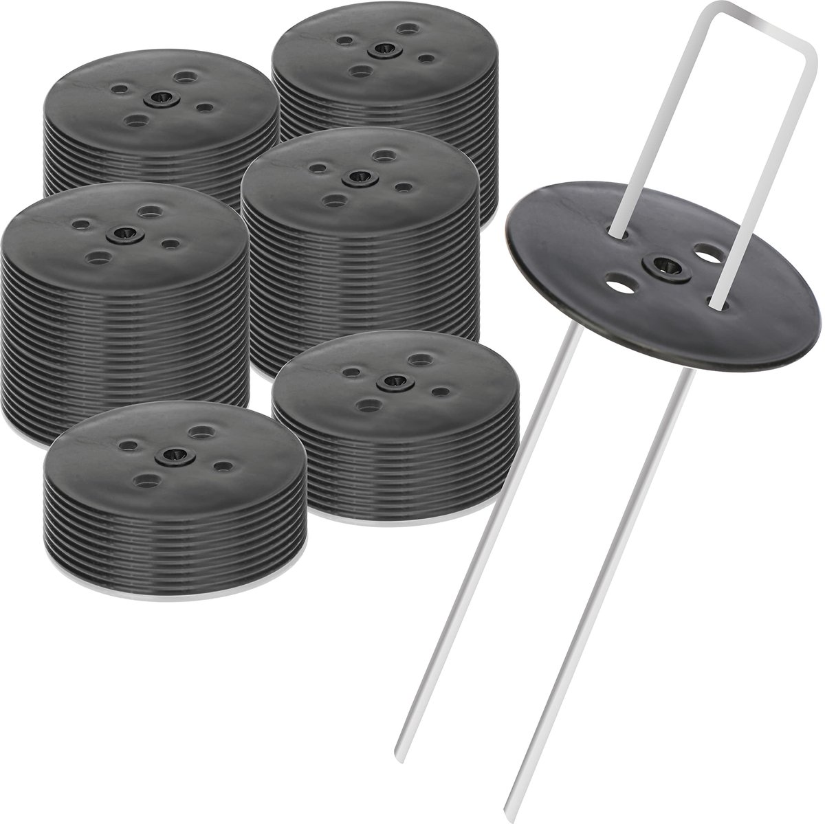 SnelShoppen - 100 Stuks Beschermring voor Haringen - Tent Haring Bescherming - Zwarte Ringen voor Grondankers - Perfect voor Camping en Tuin
