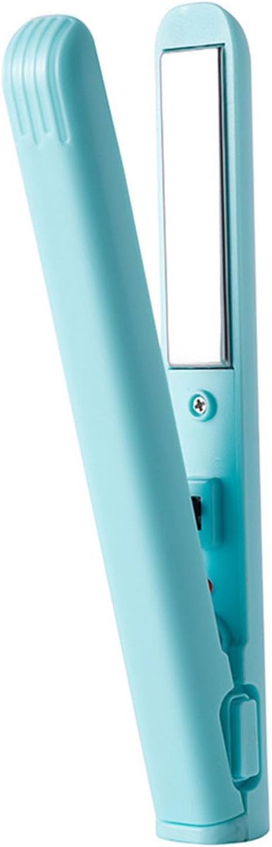 Mini 2-in-1 krultang/stijltang - Mini stijltang - Dubbele functie - Draagbare reiskrultang - Compacte stijltang - Nieuwe mini krultang - USB-interface, plug and play - Reiskrultang/stijltang geschikt voor alle haartypes - Reisformaat - Blauw