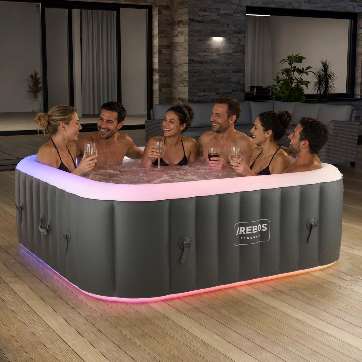 AREBOS Bubbelbad Voor 6 personen - Hottub - met Accessoires - afbeelding 2