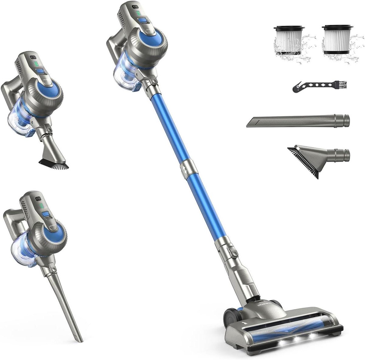 Draadloze Steelstofzuiger - Handstofzuiger Accustofzuiger - Snel Huis Schoonmaken - 23kPa Zuigkracht - 35 Min Looptijd - Blauw