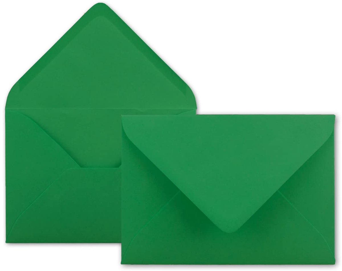 50x brief-enveloppen in donkergroen - 80 g/m² - Kuverts in DIN B6 formaat 12,5 x 17,6 cm - natkleefstof zonder venster