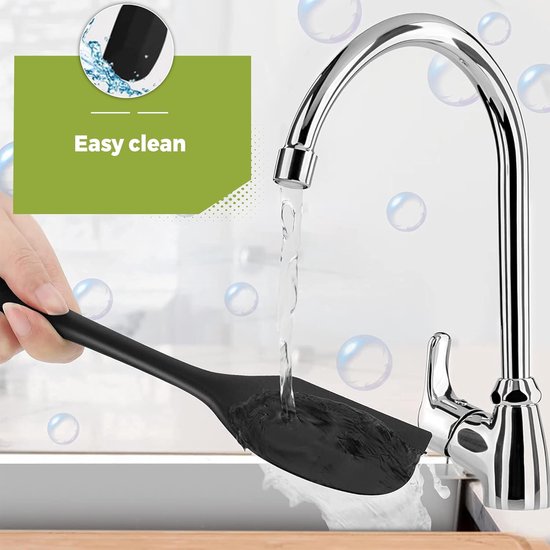 Nature Siliconen Spatel Set - BPA-vrije Keukengerei Set van 5 - Hittebestendig & Antiaanbak - Flexibele Bakspatels & Scraper - Vaatwasserbestendig - Zwart — afbeelding 4