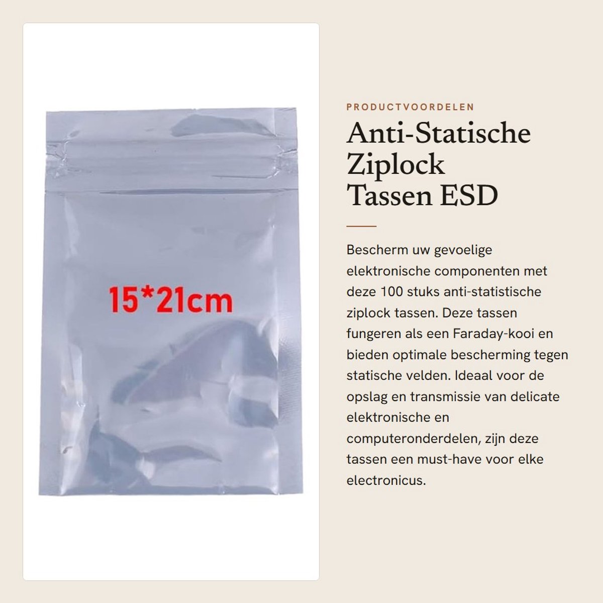 Dailygoods - Anti-Statische Ziplock Tassen - ESD Bescherming voor Elektronica - 5 Maten - 100 Stuks - Veiligheidszakken voor Elektronische Apparaten -...