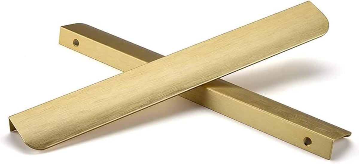 Set van 6 Versteekte Keukenhandgrepen in Goud - Onzichtbare Trekhandgrepen voor Keukenkastjes, 320mm Lange Handvatten