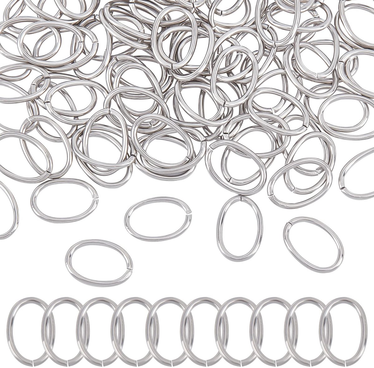 Ongeveer 100 stks 13mm Ovale Sluiten maar Ongesoldeerde Jumps Ringen 304 Rvs Jump Rings Connectors O Ringen voor DIY Armband Kettingen Sieraden Maken Rvs Kleur