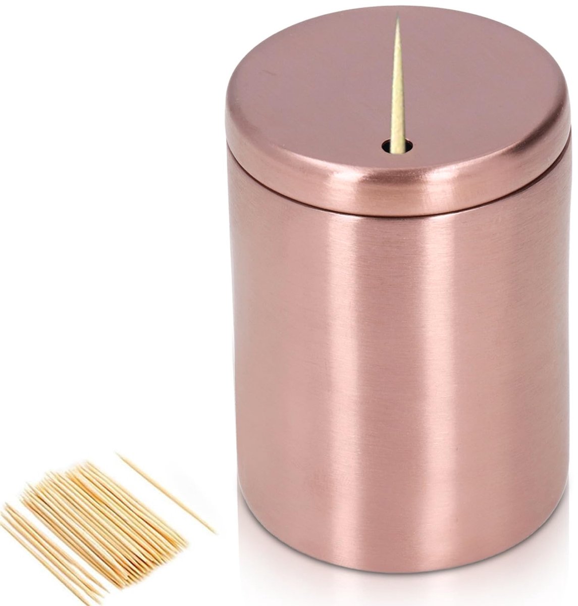 Dispenser, Rvs Tandenstoker Houder Verdikking Tandenstokers Case Opbergdoos Organizer voor Gezinnen Huizen(Rose goud)