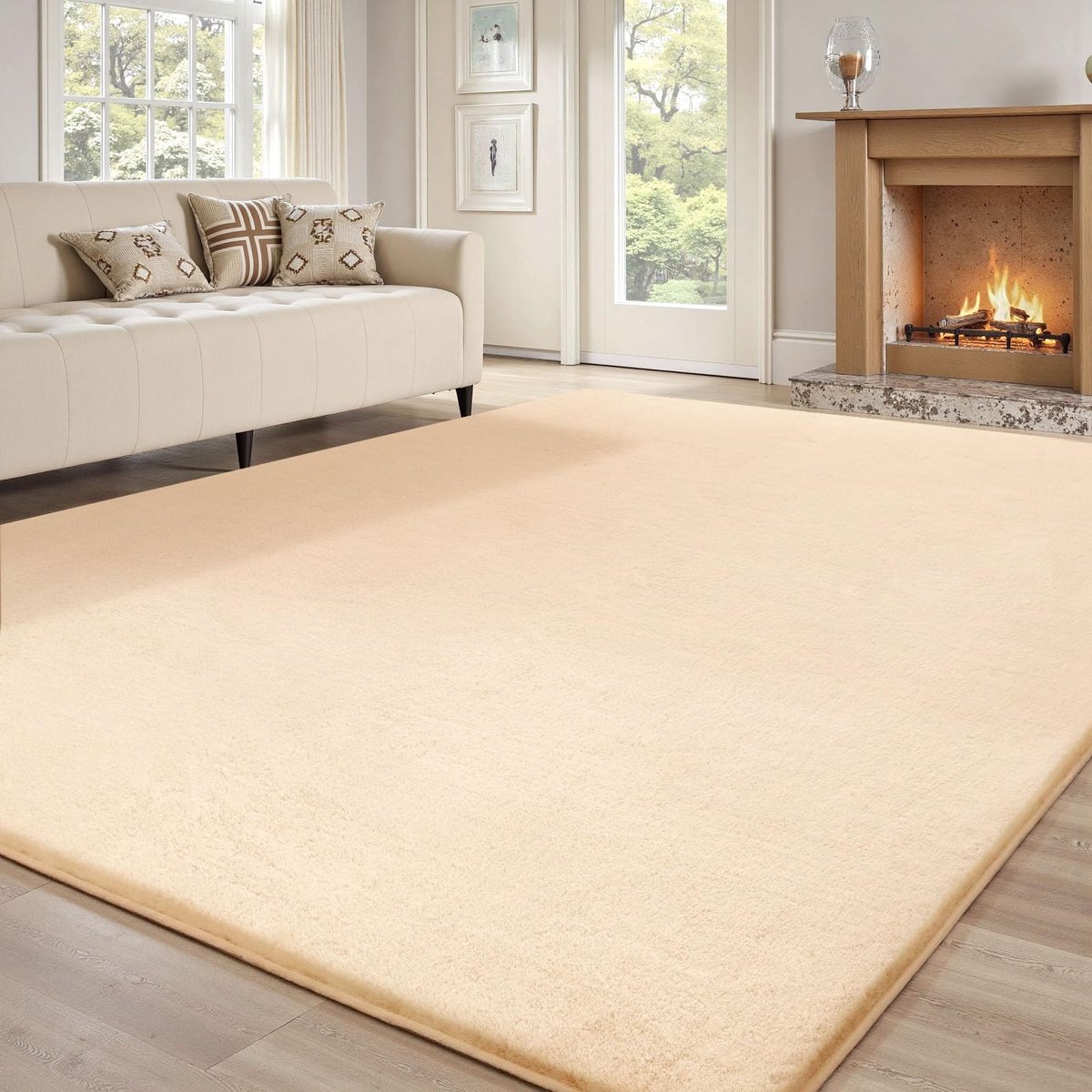 Lemon Zacht Tapijt Woonkamer, Glad Tapijt Gemaakt van Konijnenbont, Korte Pool, Antislip, Modern Antislip Tapijt voor Slaapkamer, Luxe Kamerdecoratie, Pluizige Tapijtoppervlakte 120x160cm