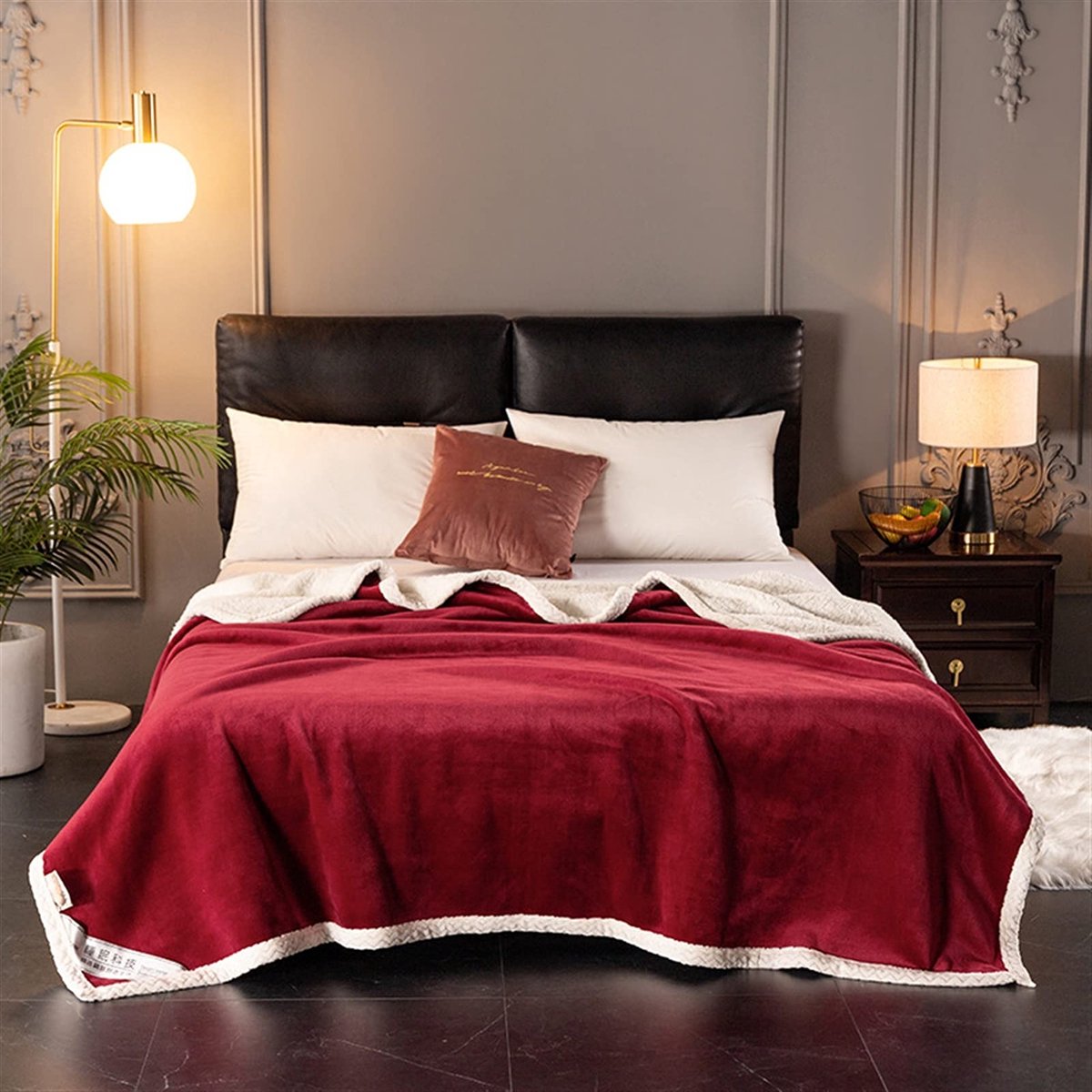 stijl dubbellaags effen kleur nobele samengestelde wol deken verdikking golf patroon randen koraal wollen deken Zachte deken (Color : B, Size : Double thickening0.7)