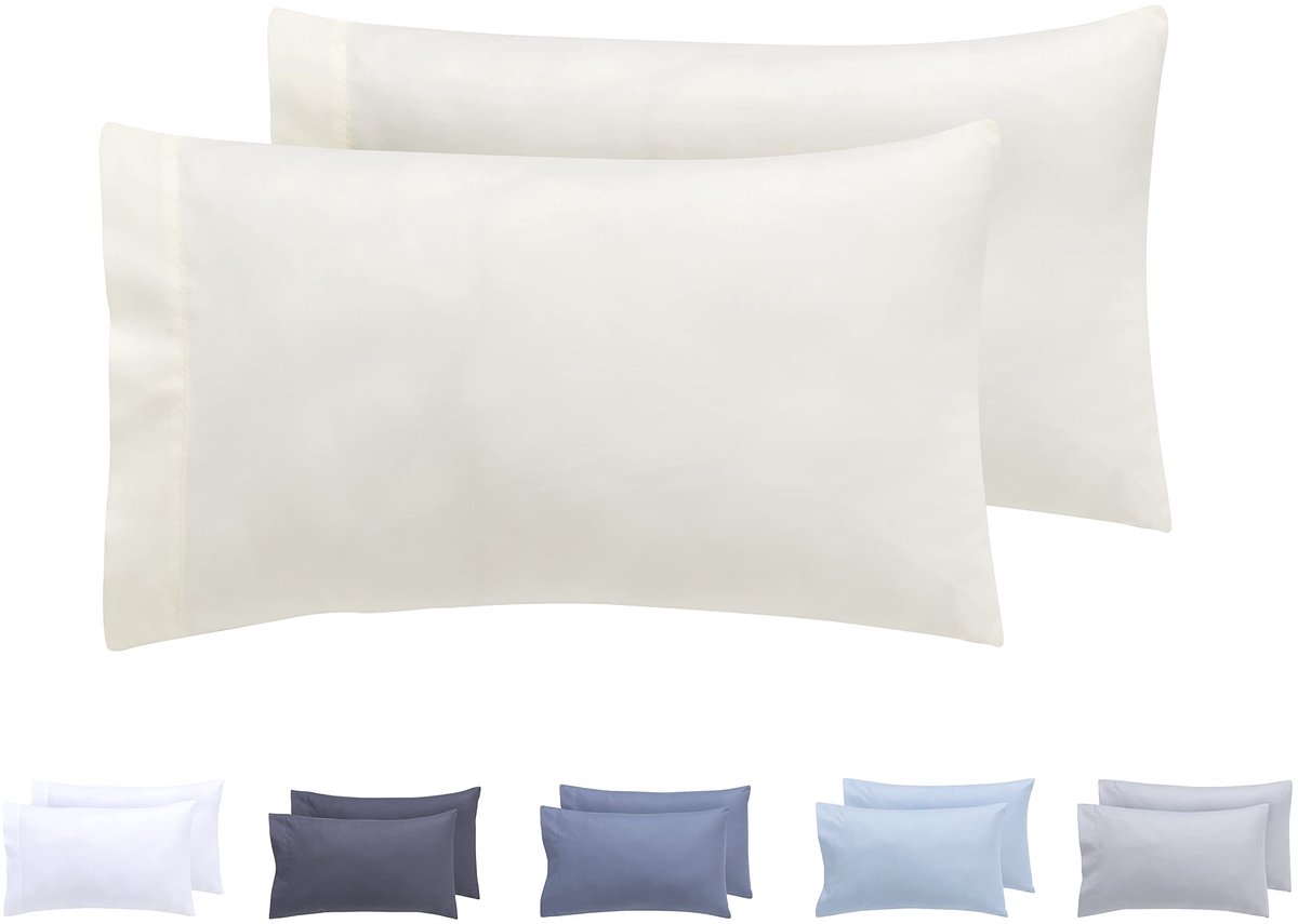 Set van 2 kussenslopen, extra zacht, hypoallergeen, microvezel, 2-30 x 50 cm, beige