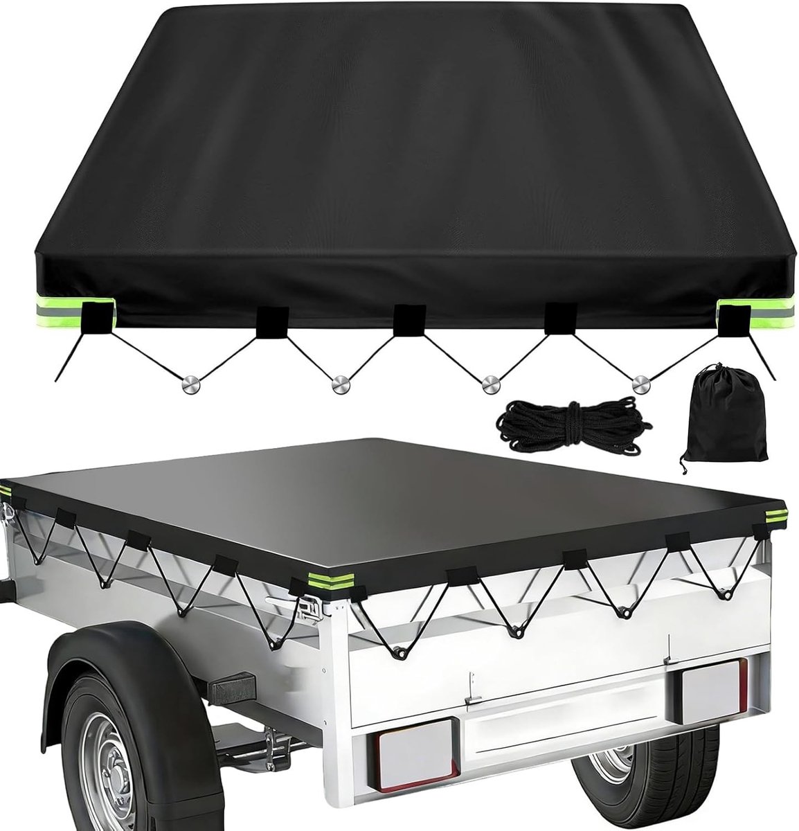 Hangzeil 209 x 115 x 10 cm, Waterdicht Zeil voor Trailer, UV-bestendig en Reflecterend, Ideaal voor Bescherming tot 750 kg