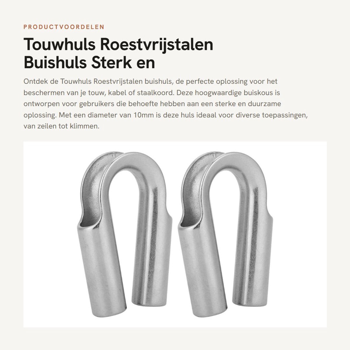 Dailygoods- Touwhuls Roestvrij Staal - Buishuls voor 6/7/8/10/12/15/18/20/22/24 mm Touw - Slijtvast - Corrosiebestendig - Eenvoudig te installeren - Hoge sterkte - Buiskous