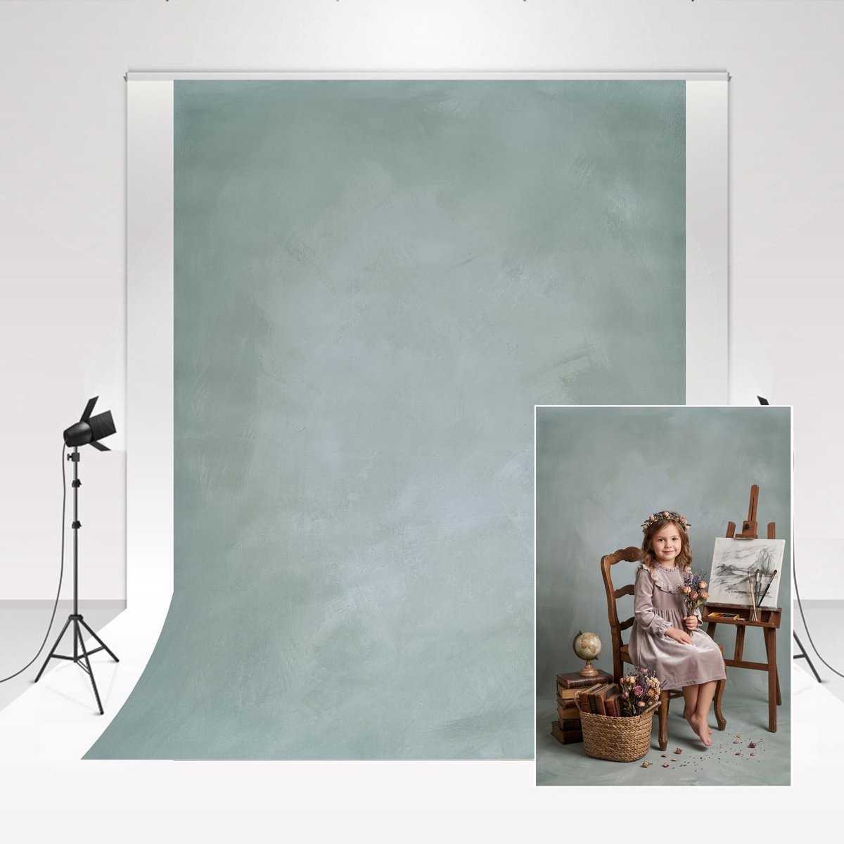 Dailygoods- Achtergrond Lichtgroen 2 x 3 m - Fotografie Achtergrond - Achtergronddoek - Babyfotografie - Portret Fotografie - Huidvriendelijk Materiaal - Live Video Achtergrond - Fotografieachtergrond
