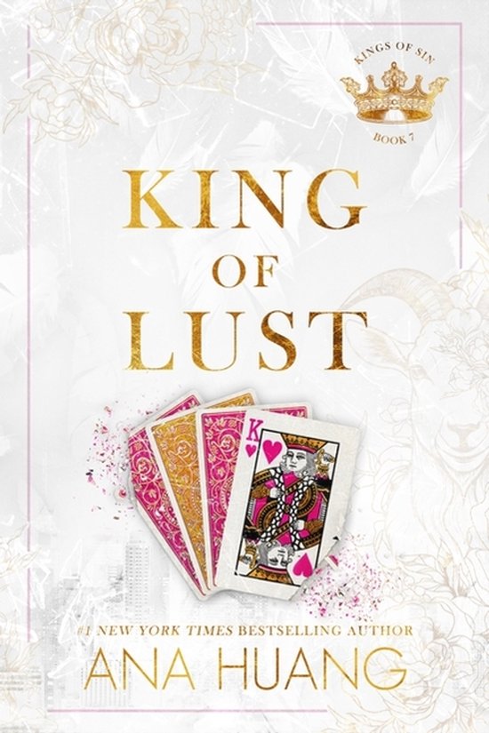 Livre 'King of Lust' avec une couronne et des cartes. Écrit par Ana Huang.
