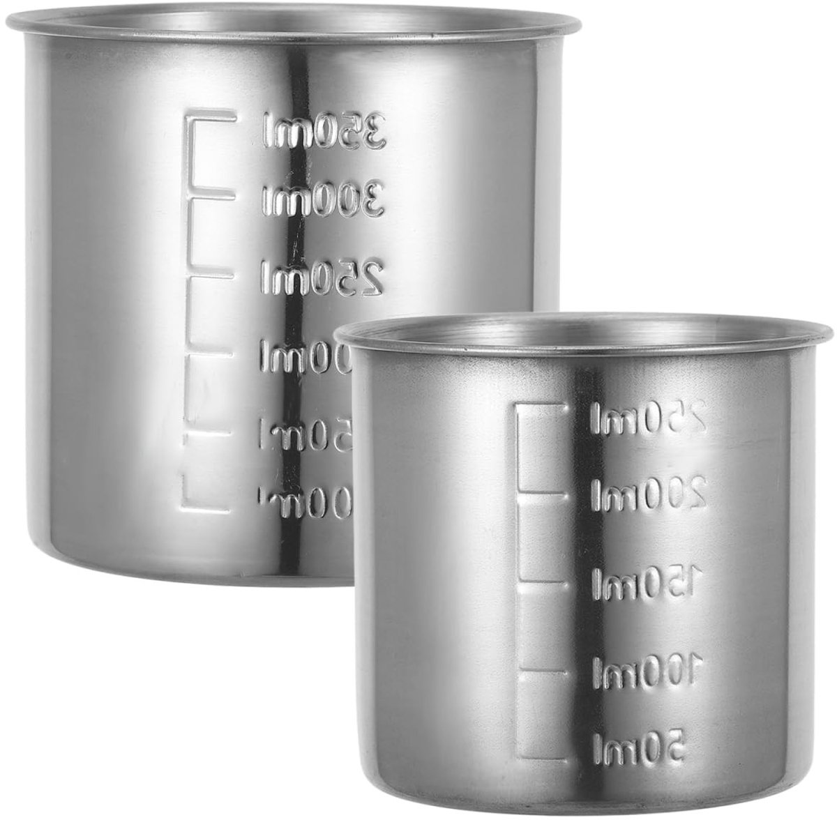 Dailygoods - VALICLUD 2 stuks maatbekers van roestvrij staal met schaalverdeling voor nauwkeurig meten van meel en siroop voor keuken en commercieel gebruik, inclusief opbergoplossing