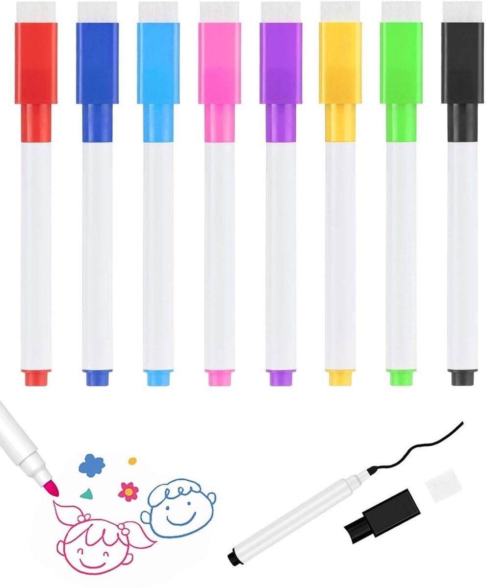Dailygoods - Whiteboard Marker 8 Stück, tafel Folienstift Afwichbar mit Magnetisch Dry Erase Marker Stiften voor Whiteboards Memoboard Pinnwand Flipchart Marker