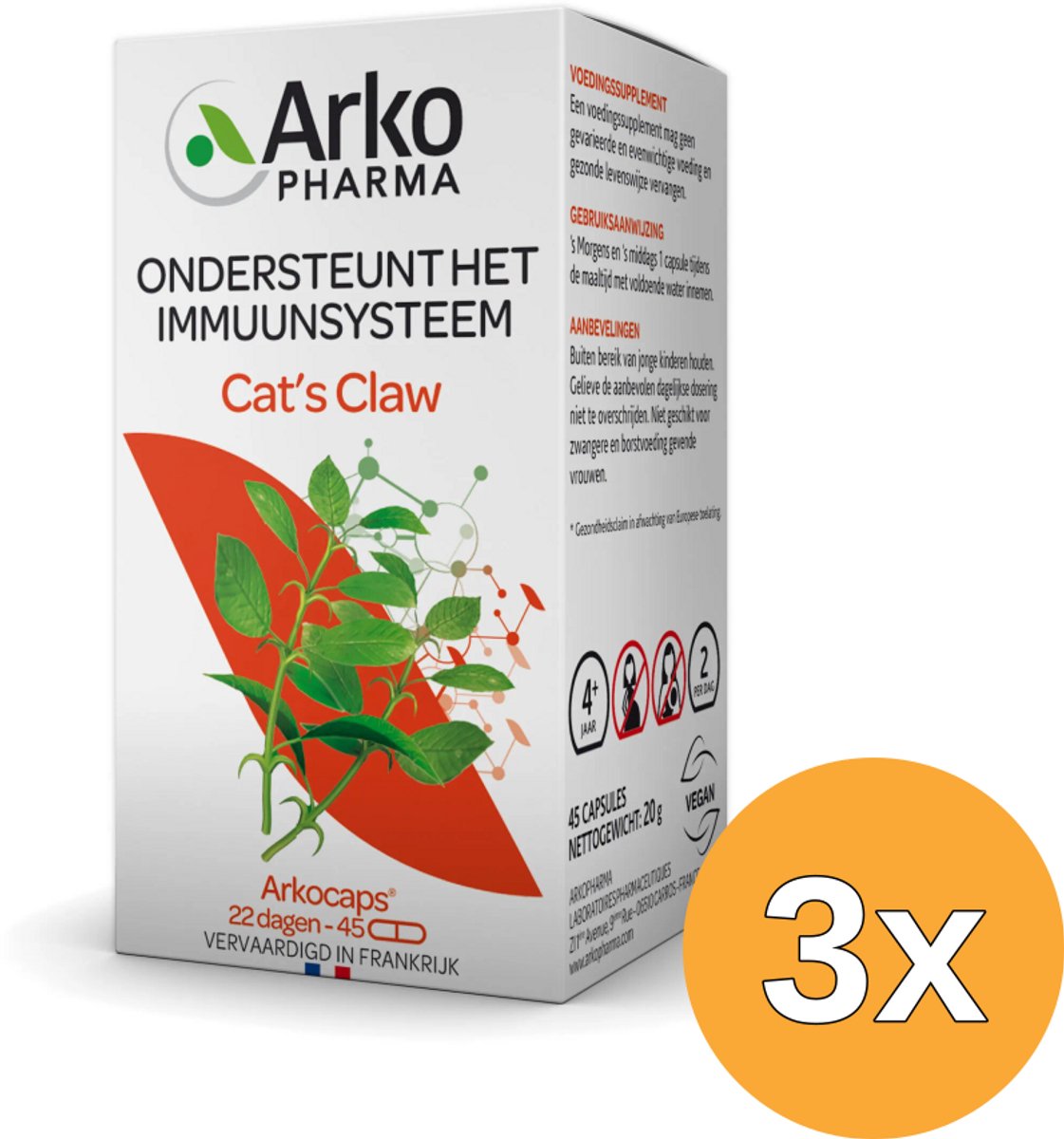 3x Arkocaps Cats Claw (45 capsules)