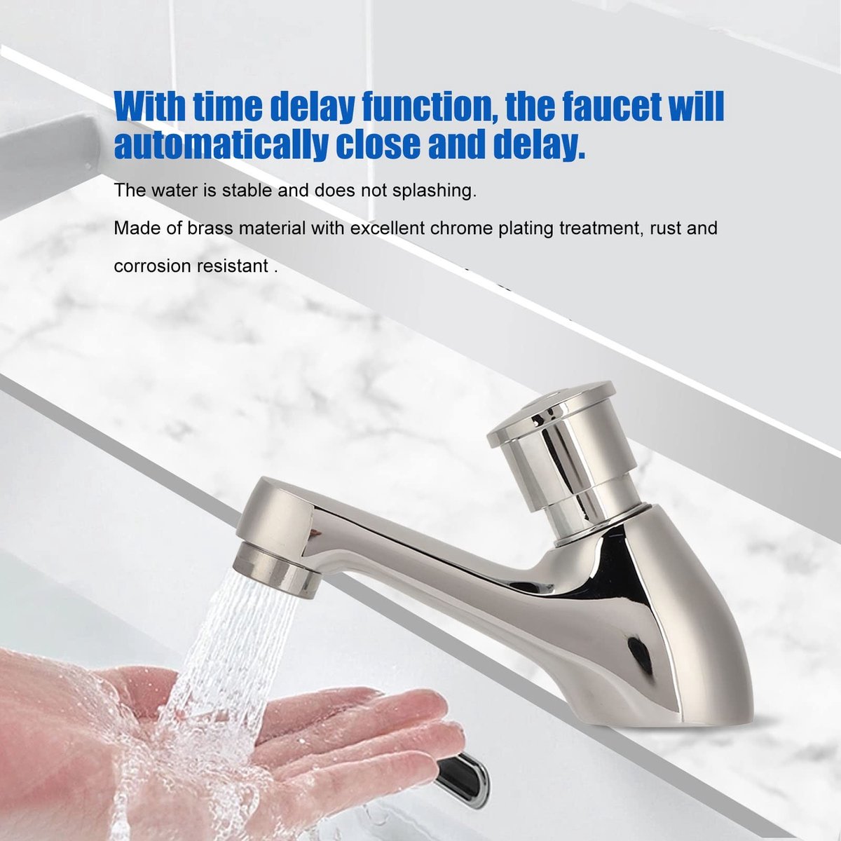 Dailygoods- Wastafelkraan Waterbesparend - Drukknop - Tijdvertraging - Koper - G1/2 Schroefdraad - 14 cm Lengte - Drukkraan