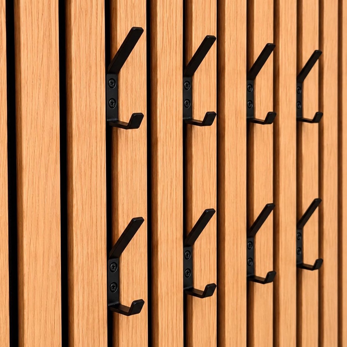 Dailygoods- Kapstokhaken Dubbel - Bevestiging Zonder Boren - Kledinghaken Metaal Zwart - Voor Akoestische Panelen - 8-Pack - 92 x 13 x 46 mm
