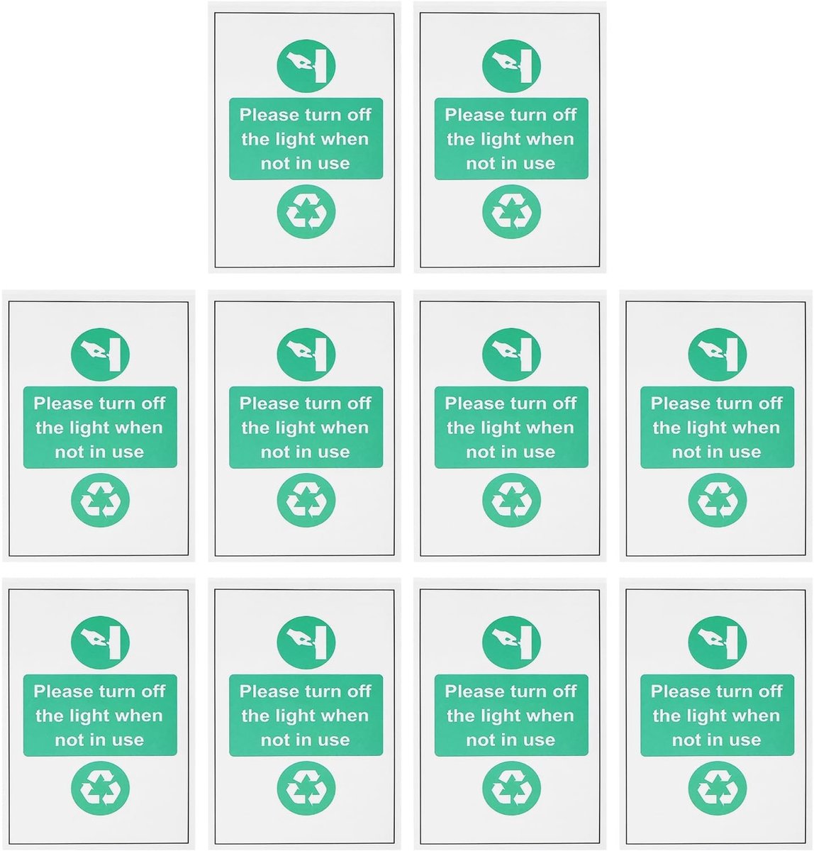 Dailygoods- Waarschuwing Stickers 10 Stuks - PVC - Zelfklevend - Waterdicht - Slijtvast - 150mm x 100mm - Energiebesparend Bericht - Waarschuwingslabels
