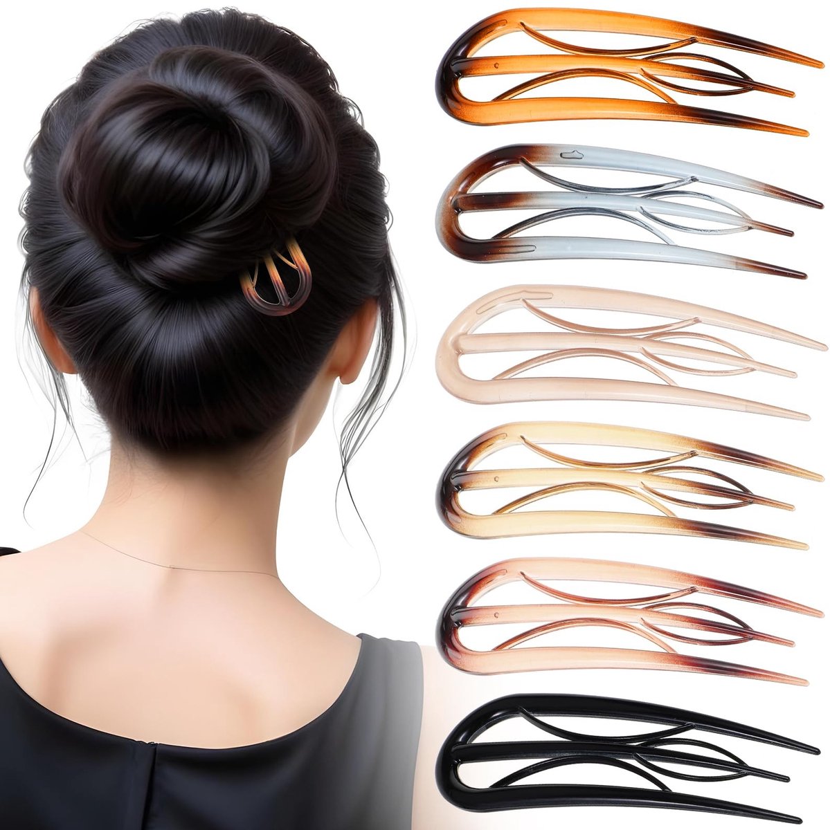 Dailygoods- Haarspelden U-vorm - Franse Haarspelden - Grote Haarspelden - Vintage Haaraccessoires - 6-delige Set - Veilig Grip Design - Haarclips