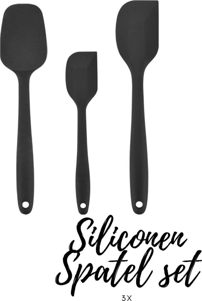 Spatels set 3 - Snel en Gemakkelijk Koken met 3 spatels van verschillende grote - BPA vrij - Zwart