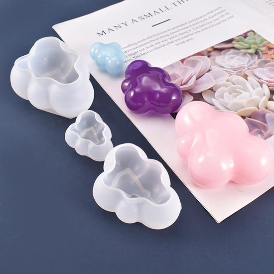 3 stuks kaarsvorm, wolk, siliconen vormen, wolken, kaars, schimmel, herbruikbaar, kaarsvorm, zachte kaarsvormen, 3D-kaarsvorm, siliconen vorm voor handwerk, sieraden, doe-het-zelf (3 maten) — afbeelding 4