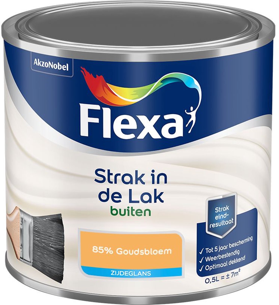 Flexa - Strak In De Lak Buitenlak Zijdeglans - 85% Goudsbloem - Mengverf - 500 Ml