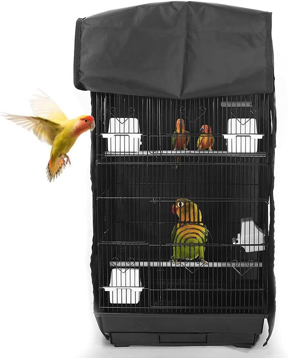 Extra grote vogel papegaai kooi cover goede nacht vogelkooi cover universele verduistering voor parkieten grasparkieten ara conure vierkante kooien - zwart
