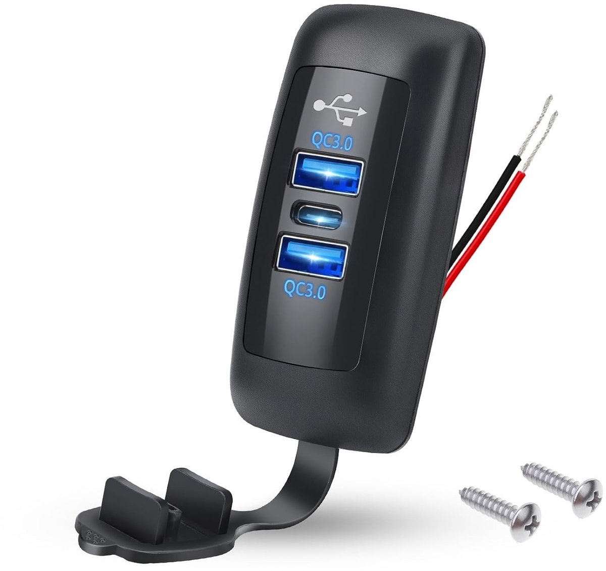 USB auto-oplader aansluiting, Dual QC3.0 USB A & PD3.0 Type C USB Socket Panel voor 12V/24V Auto Marine Truck
