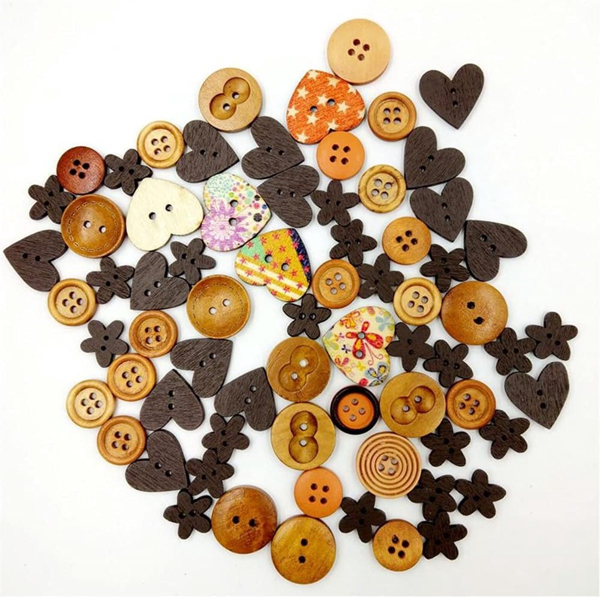 100 Stuks/Verpakking Houten Knoop 2 Gaten Knoop voor Naaien Knutselen DIY Werken Decoratie