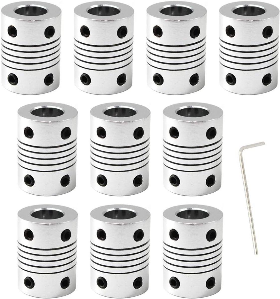 10 mm tot 10 mm flexibele as koppeling aluminiumlegering afdichting connector voor 3D-printer en 10 CNC machine pakket (sleutel inbegrepen)