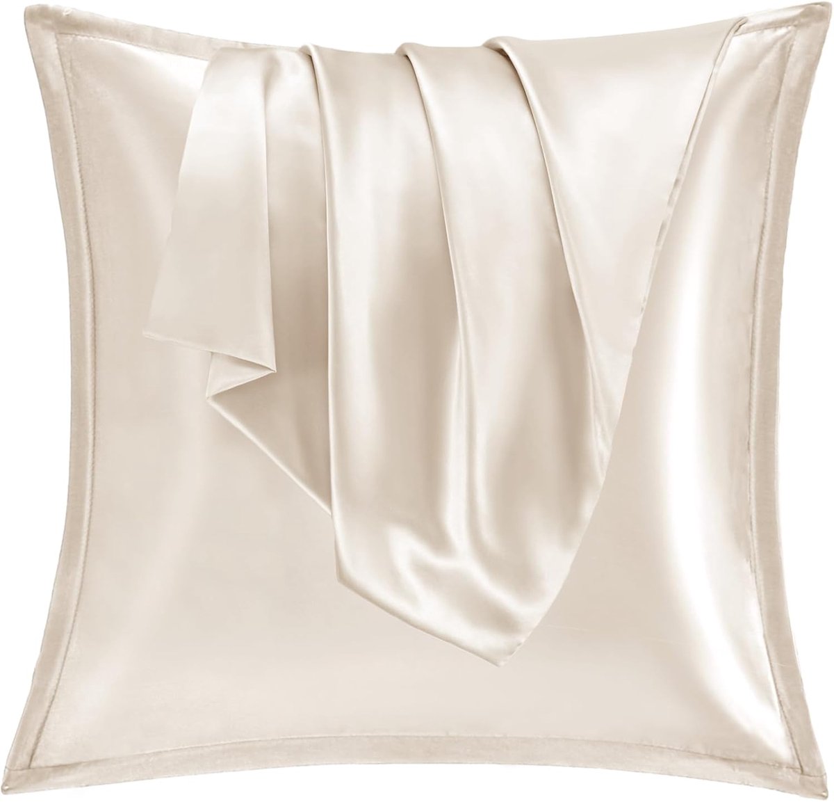 Satijn Kussensloop 80x80 Set van 2,Zacht als een zijden kussensloop,zoals zijden kussensloop Geschikt voor krullend haar,Satijn kussensloop met ritssluiting Beige Ercu