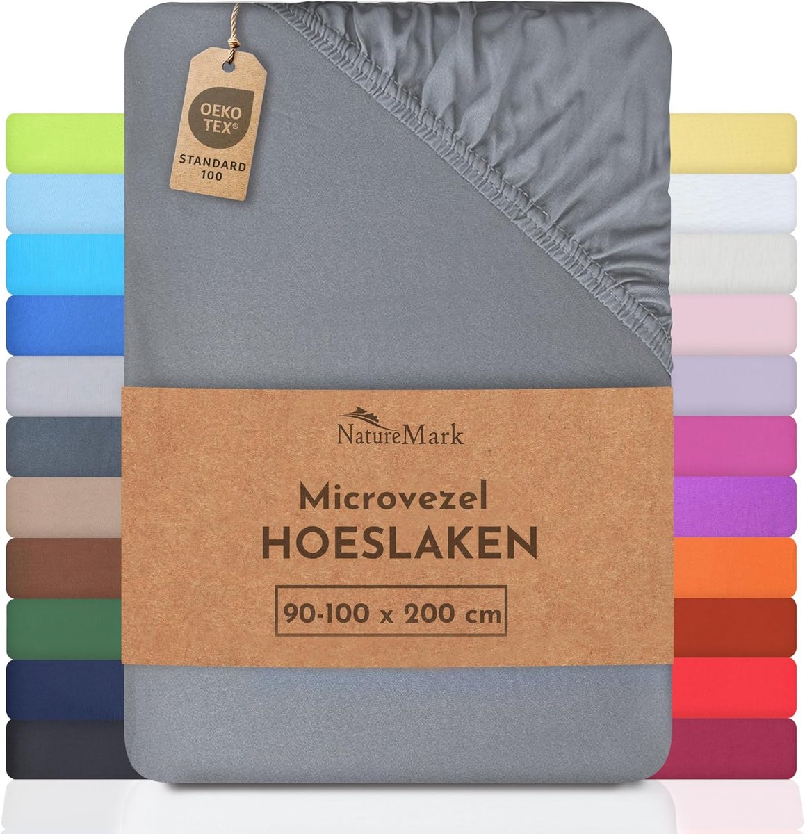 NatureMark microvezel laken met korting! vele maten en kleuren merkartikelen (laken 90x200-120x200 cm, Middengrijs - ShopVlot