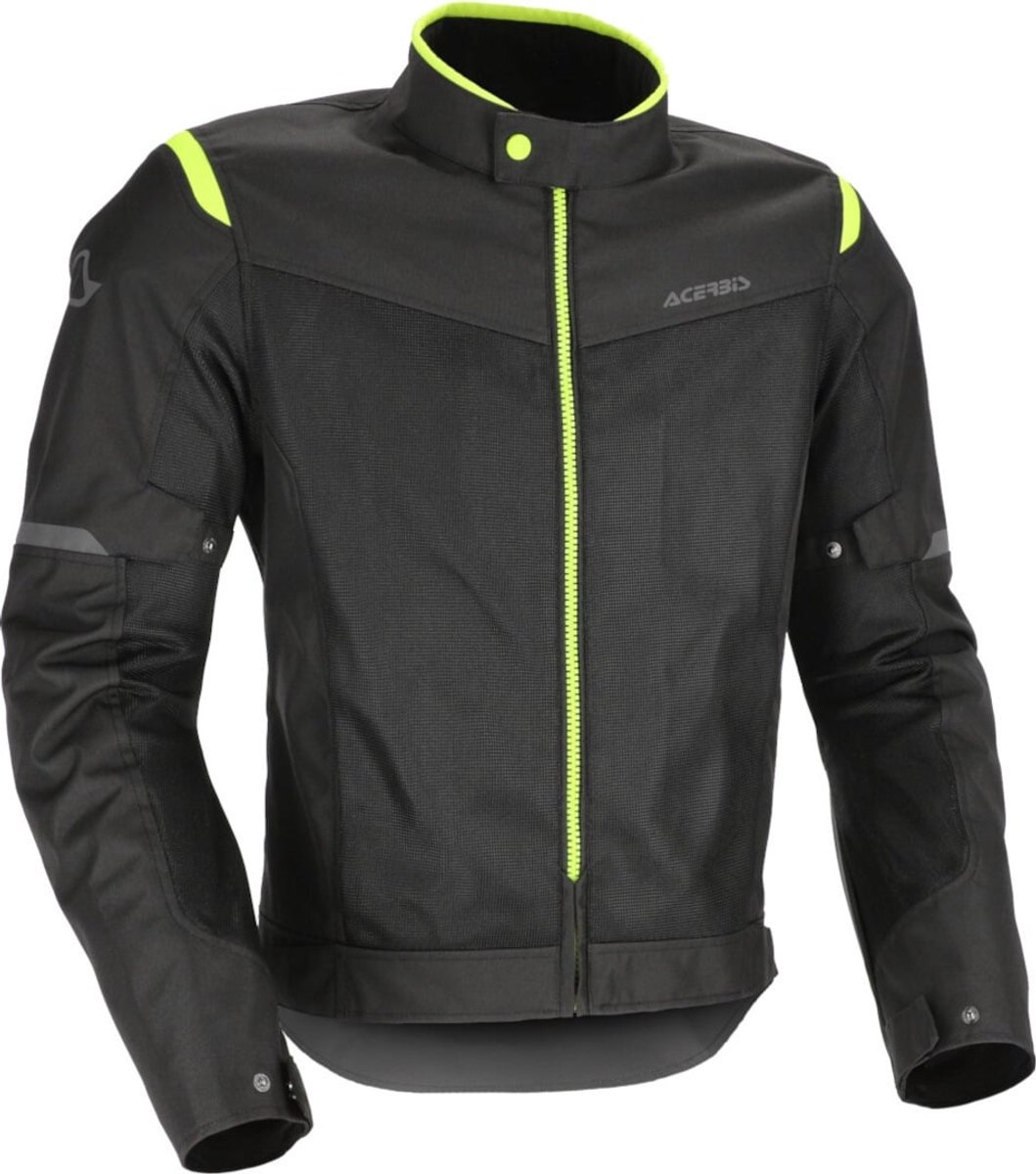 Acerbis Ramsey Vented 2.0 Mesh Zwart Geel Textiele Motorjas - Jas