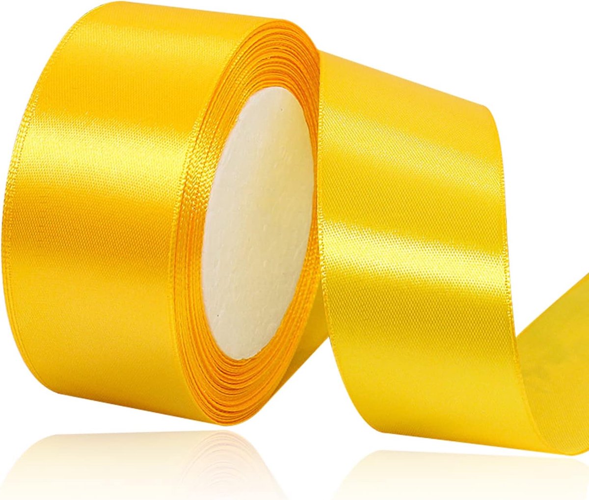 lint, geel, 40 mm breed, 23 m, voor geschenkverpakkingen, knutselen, boeketten, naaiprojecten, strikken, verjaardags- en bruiloftsdecoratie