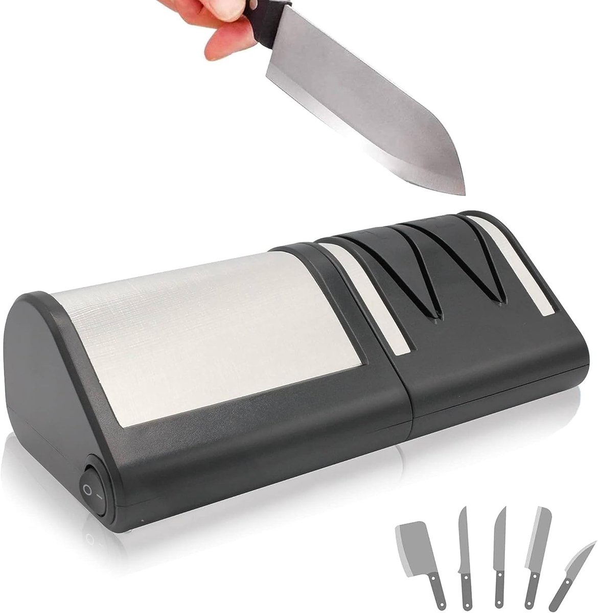 - Elektrische slijper Master Blades zwart - 4 diamantsleuven slijpen en polijsten - voor stalen en keramische messen - stabiele antislip steun - eenvoudige reiniging demonteerbaar