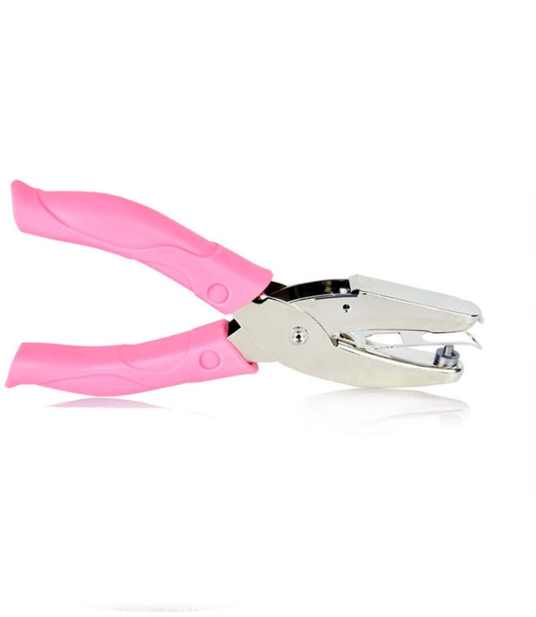 1 STKS Handheld perforator, doe-het-zelf kunst perforator schattige perforator met roze grip metalen perforator voor thuiskantoor school (hart)