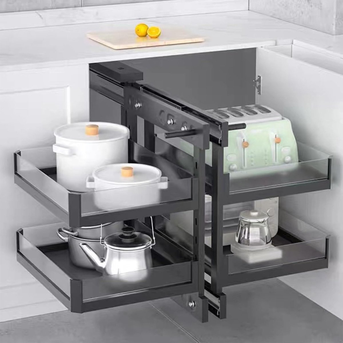 Uittrekbare Organizer Uittrekbaar met 4 Manden Plank Uitschuifbare Kast Organizer voor Thuis, Keuken, Links en rechts universeel 900