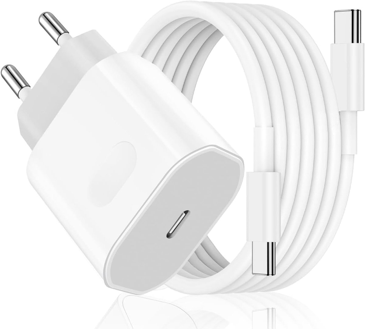 C oplader oplaadkabel voor iPhone 15, 27 W USB C-adapter, snellader, voeding, stekker met 2M snellaadkabel