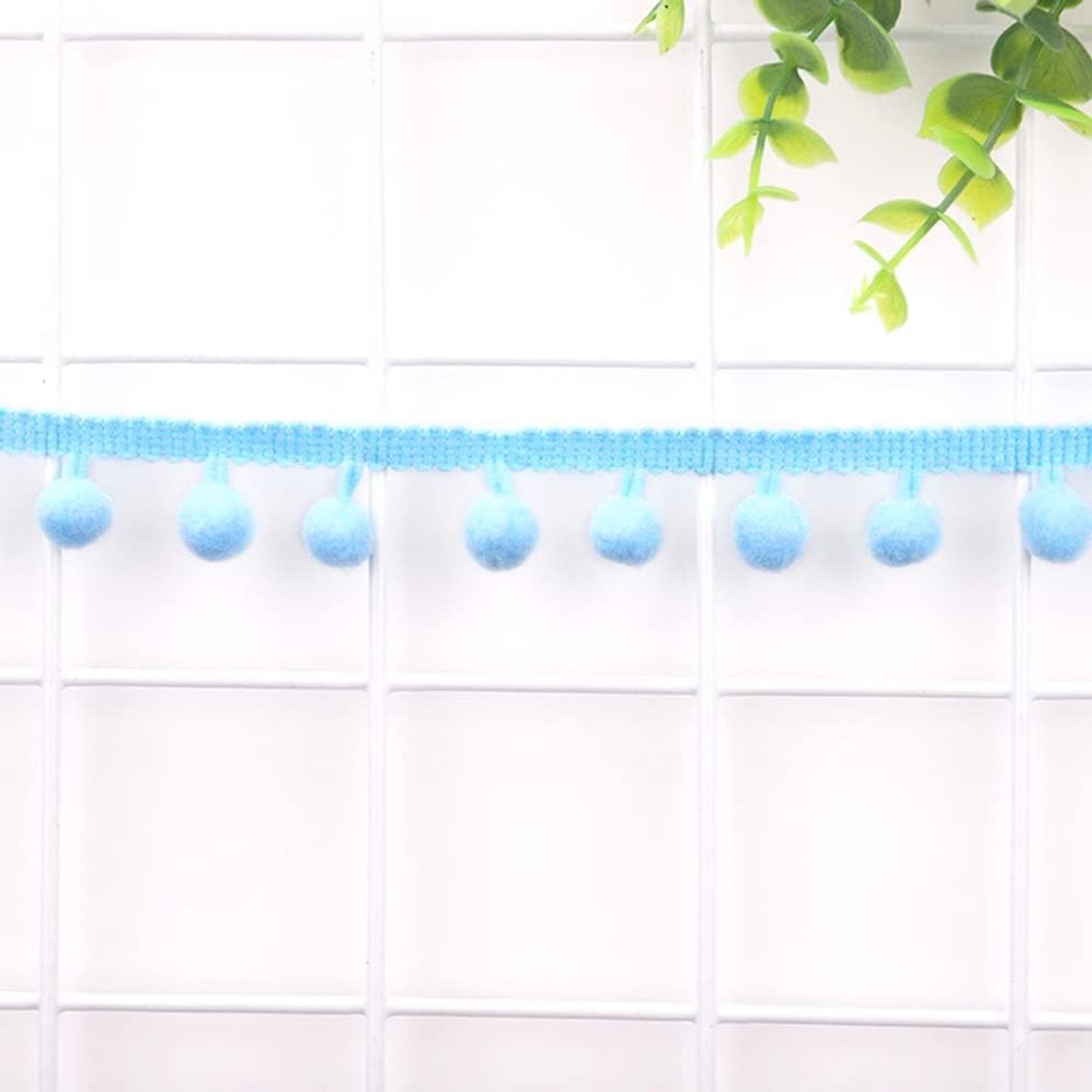 5 yards 12 mm pompons boord om te knutselen, decoratieve band met pompons ballen pompons franjesboord, sierband, decoratieve boord, naaitoebehoren voor doe-het-zelf knutselen, kleding, kostuums, naaien, decoratie, lichtblauw