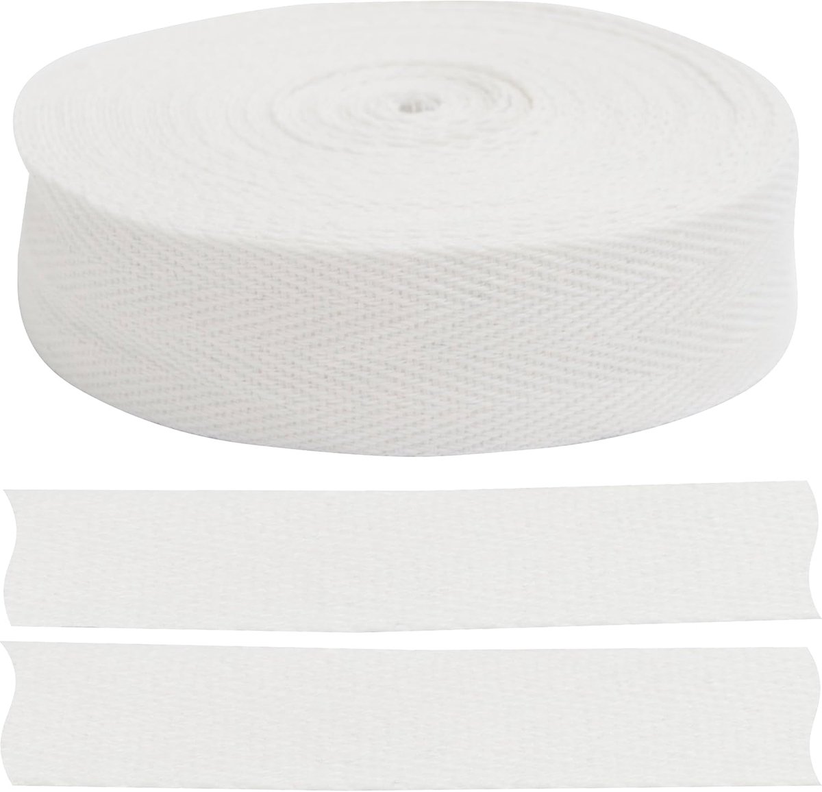 - C77593 - Twill lint met visgraatpatroon, 9 meter x 25 mm - katoen - kleur wit