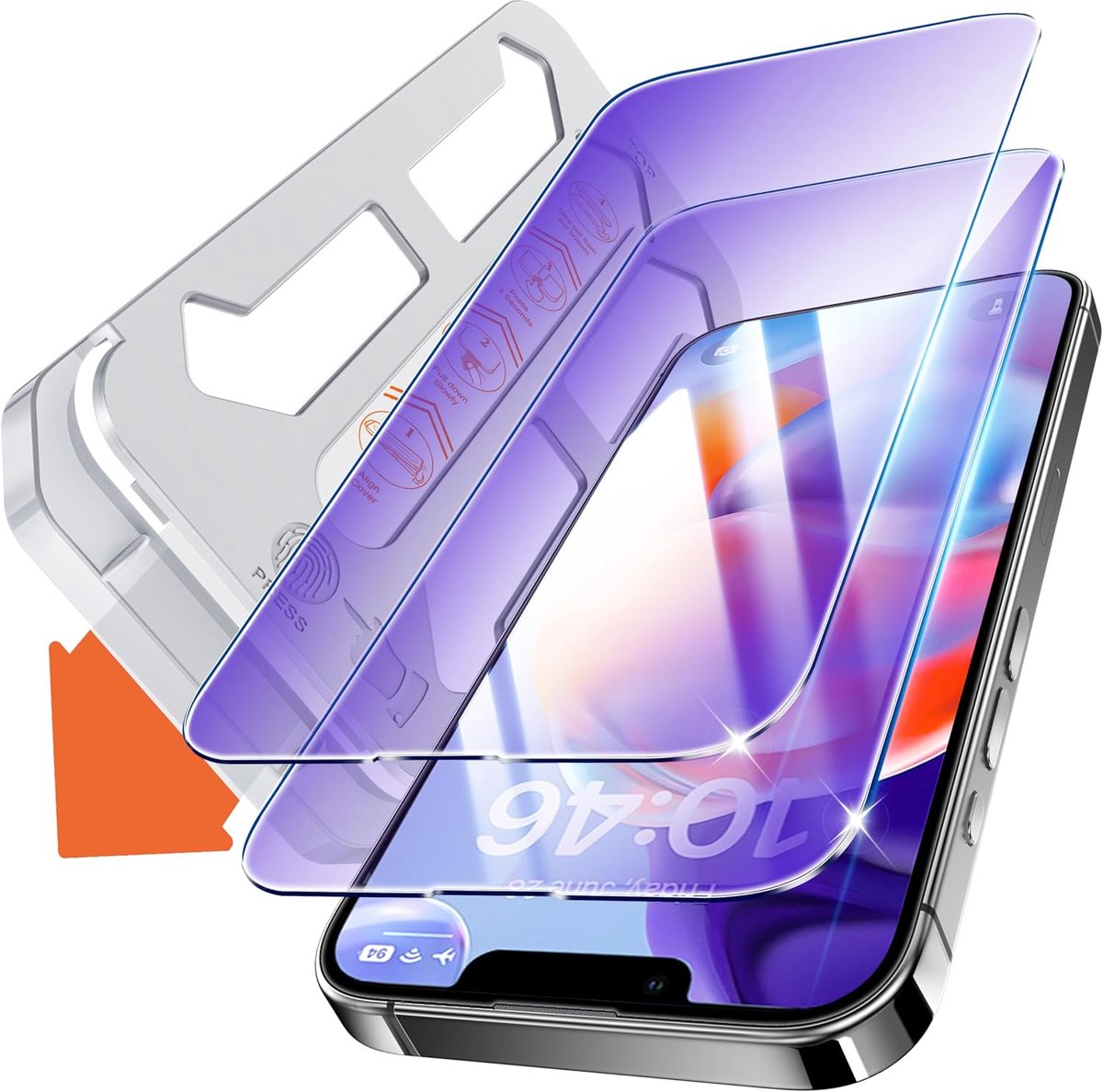 Pantserglas voor iPhone 13 / 13Pro / 14 (6,1 inch) beschermfolie, anti-blauw licht, 2,5D volledige afdekking, 9H + displaybescherming, vermindert vermoeidheid van de ogen [HD] 2 stuks