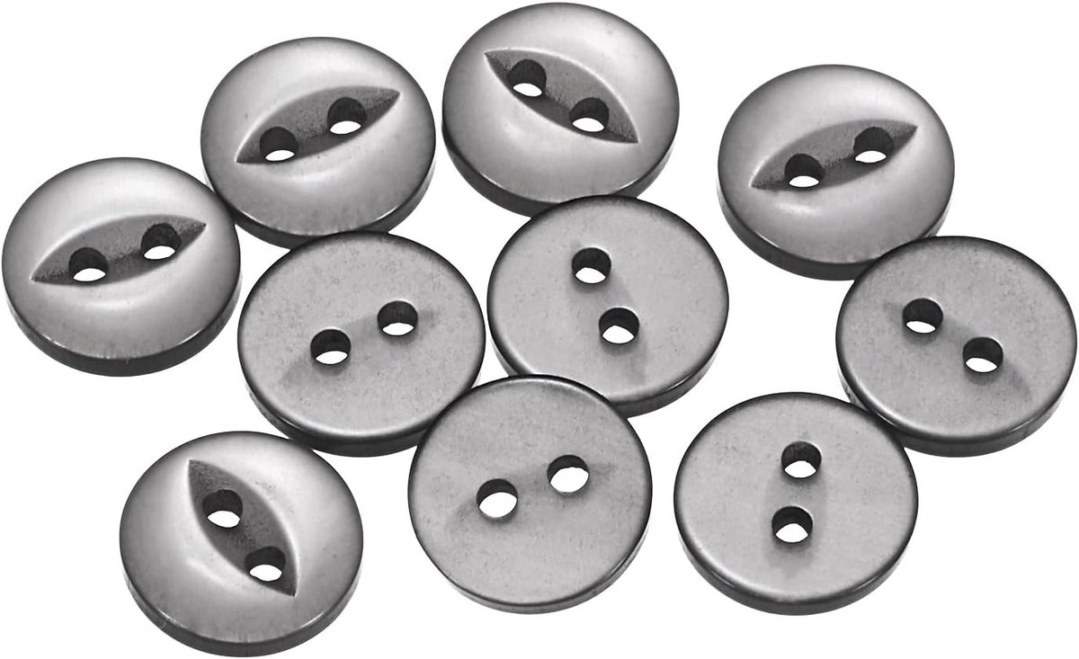 Knopen rond grijs 10 mm 3/8" hars 2 gaten visogen voor het naaien van broeken jurken rok kleding knopen bevestiging handwerk